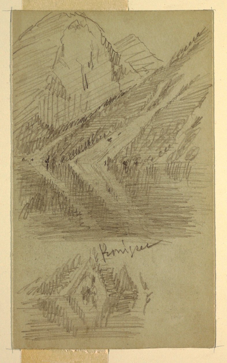 Teckning, Königssee, Berchtesgaden, Bayern, juni eller juli 1868 av Frederic Edwin Church