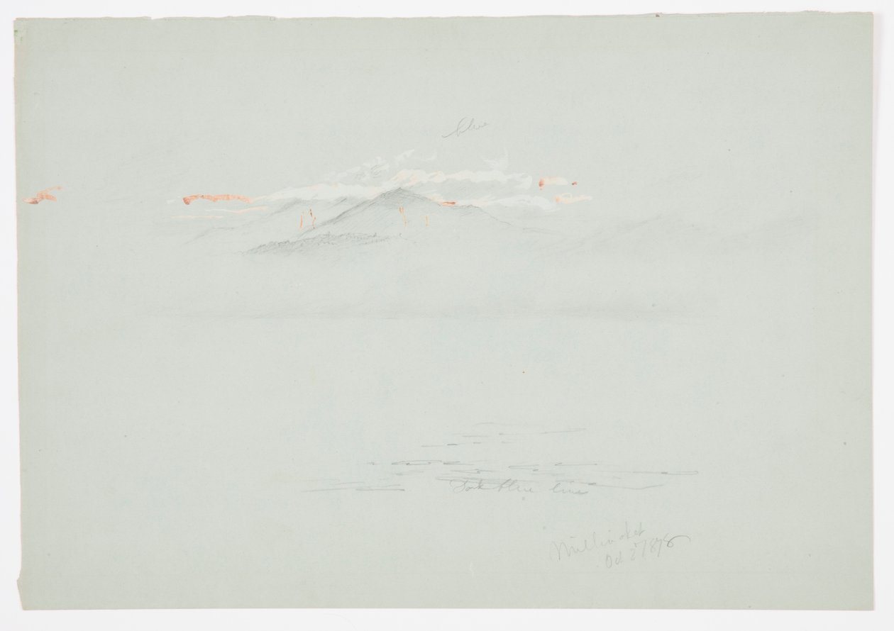 Teckning, Lake Millinoket och Mount Katahdin, 1878 av Frederic Edwin Church
