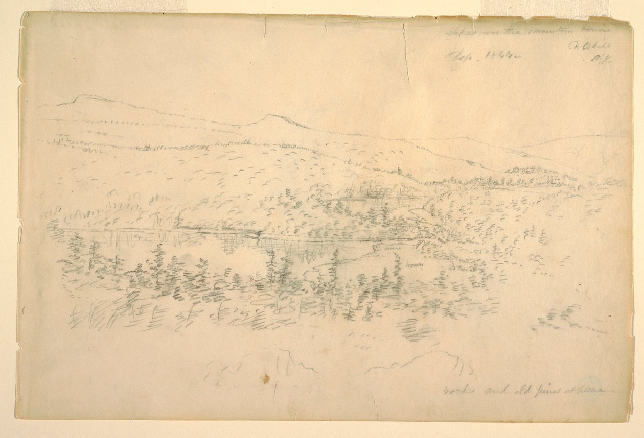 Ritning, Sjöar nära bergshuset, september 1844 av Frederic Edwin Church