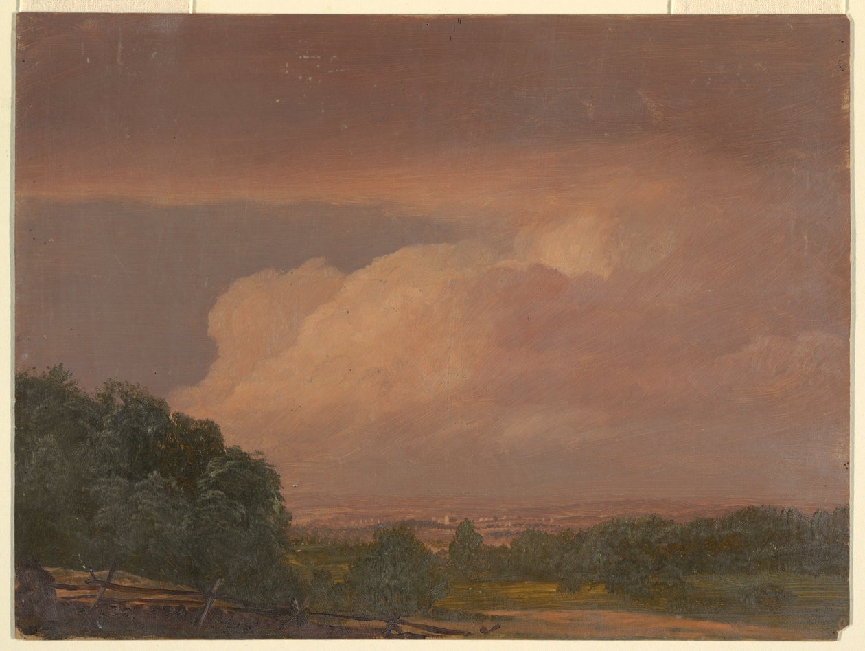 Teckning, Landskap (möjligen Hudson Valley), 1860-70 av Frederic Edwin Church
