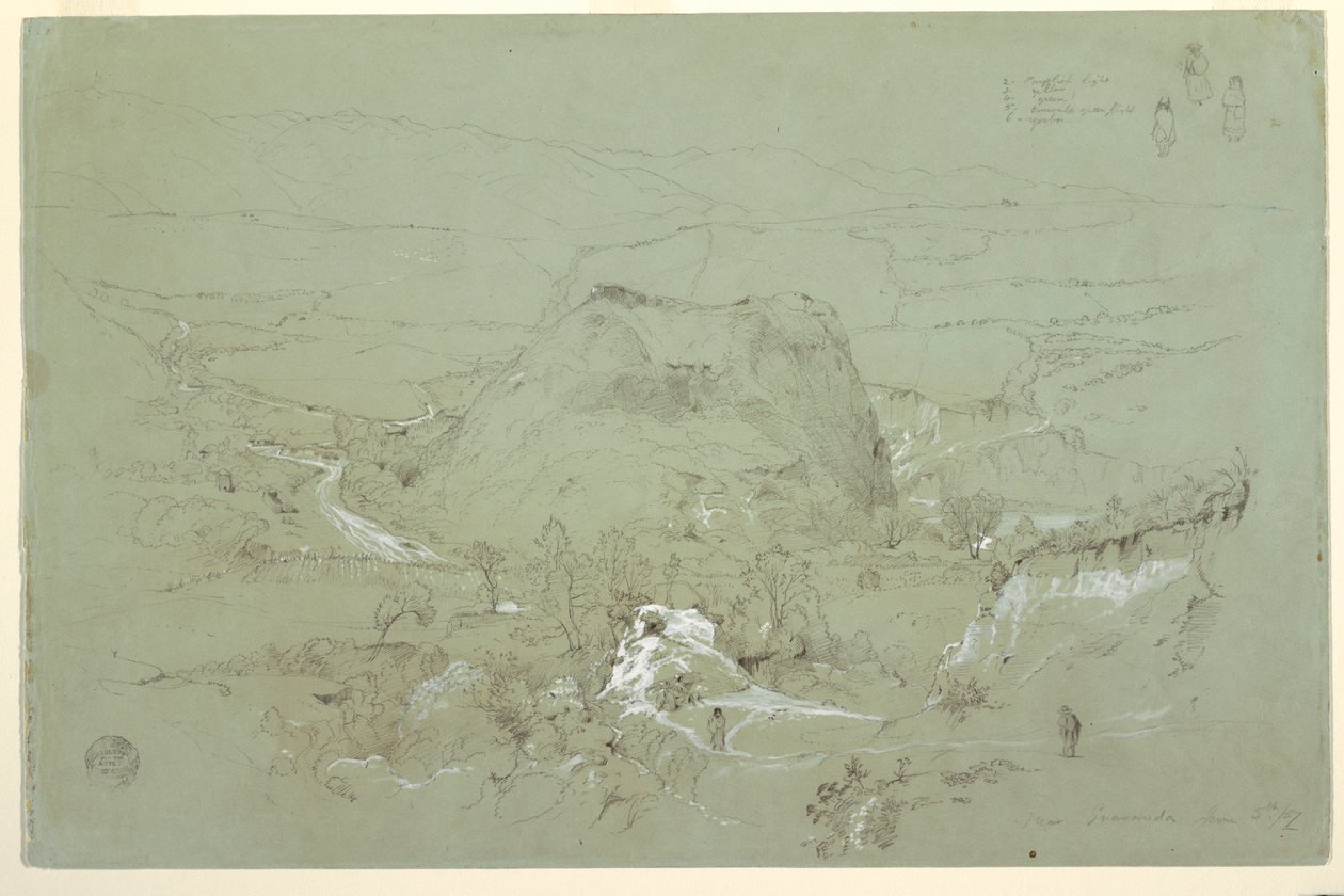Teckning, Landskap nära Guaranda, Ecuador, 5 juni 1857 av Frederic Edwin Church