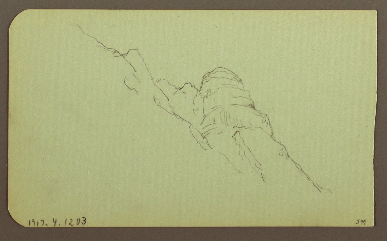 Teckning, Landskap; Verso: Bergssluttning, 1883 av Frederic Edwin Church