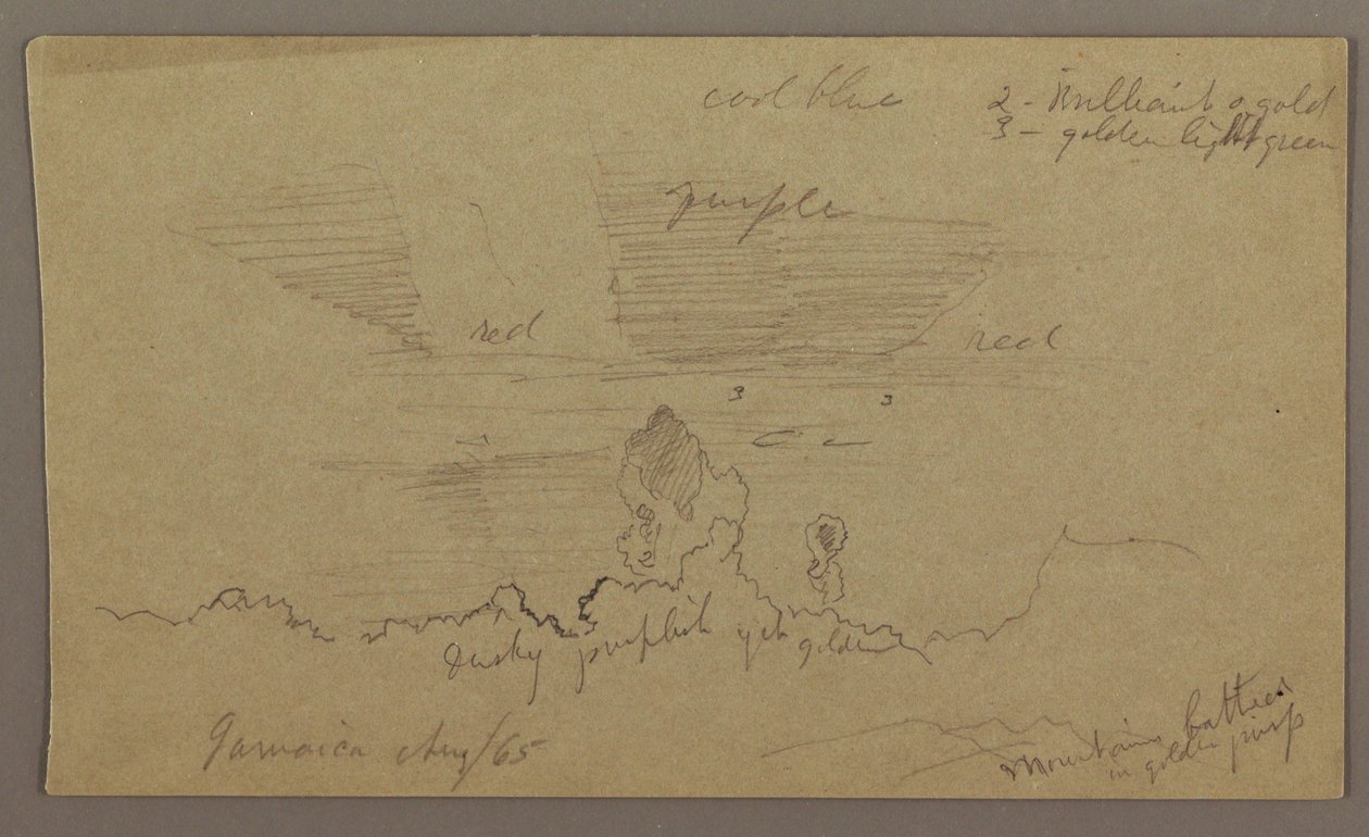 Teckning, Landskap; Verso: Himmel, augusti 1865 av Frederic Edwin Church