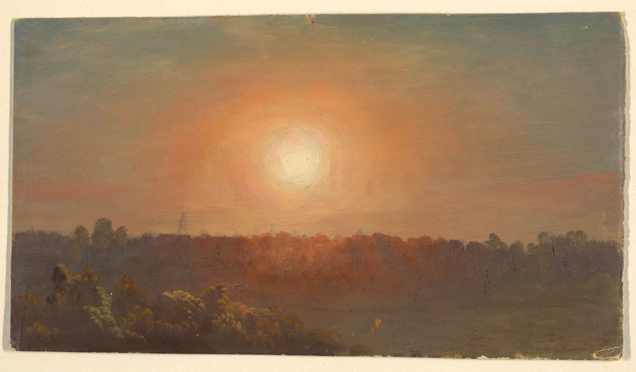 Teckning, Landskap i solnedgång, 1860-70 av Frederic Edwin Church