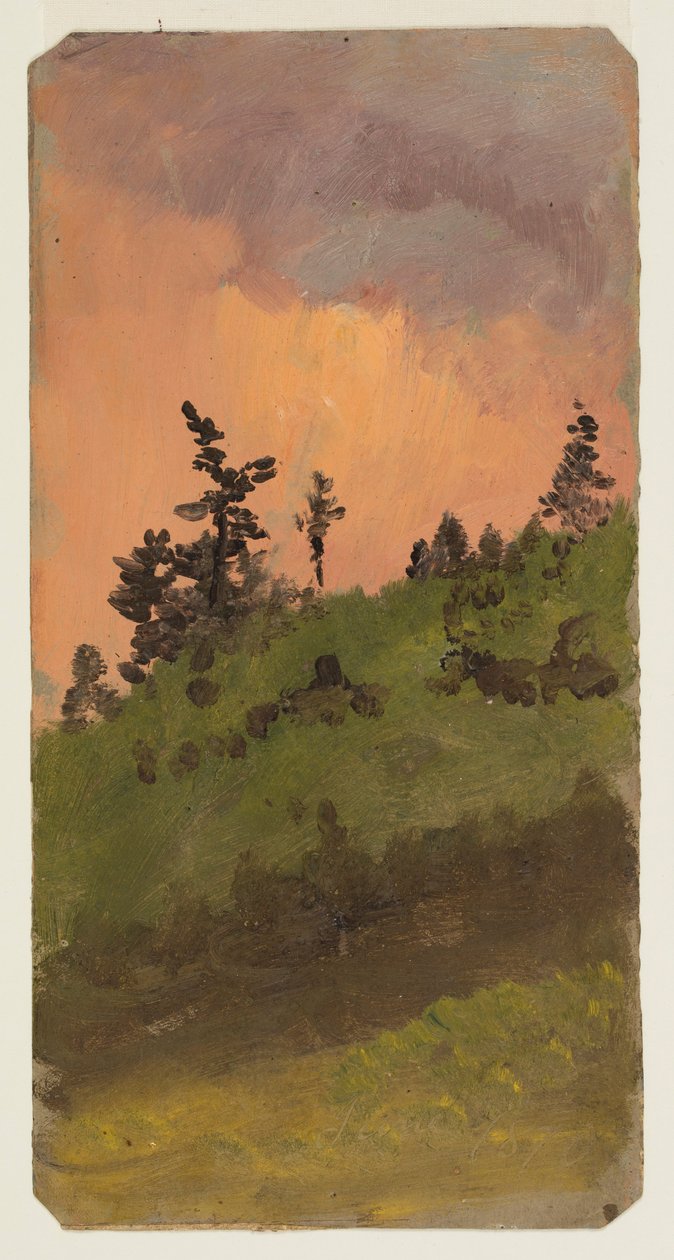 Teckning, Landskap vid skog, juni 1870 av Frederic Edwin Church