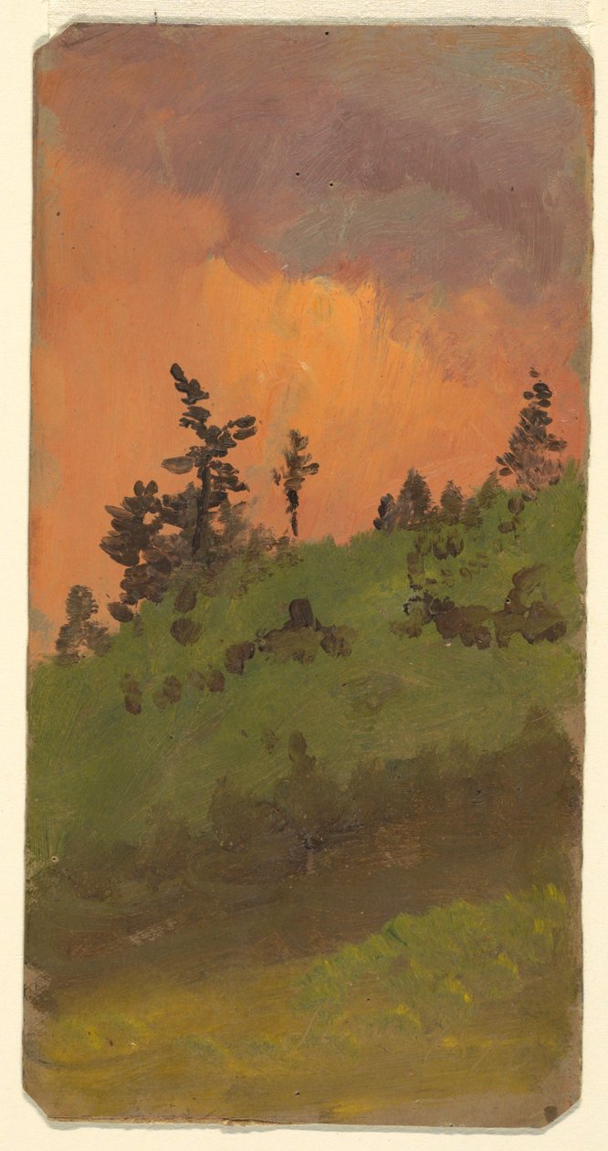 Teckning, Landskap vid skog, juni 1870 av Frederic Edwin Church