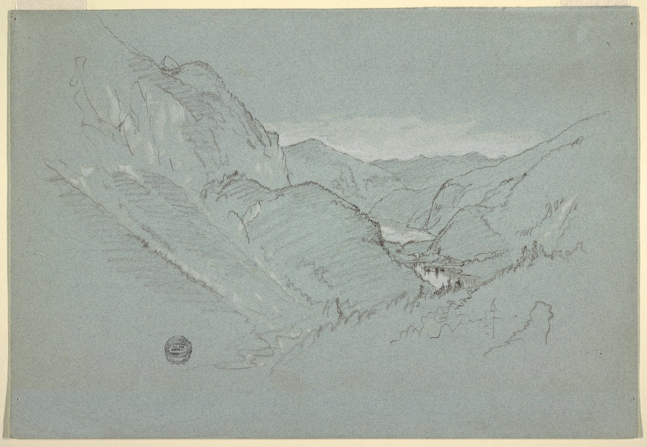 Teckning, Landskap från Alperna, augusti-september 1868 av Frederic Edwin Church