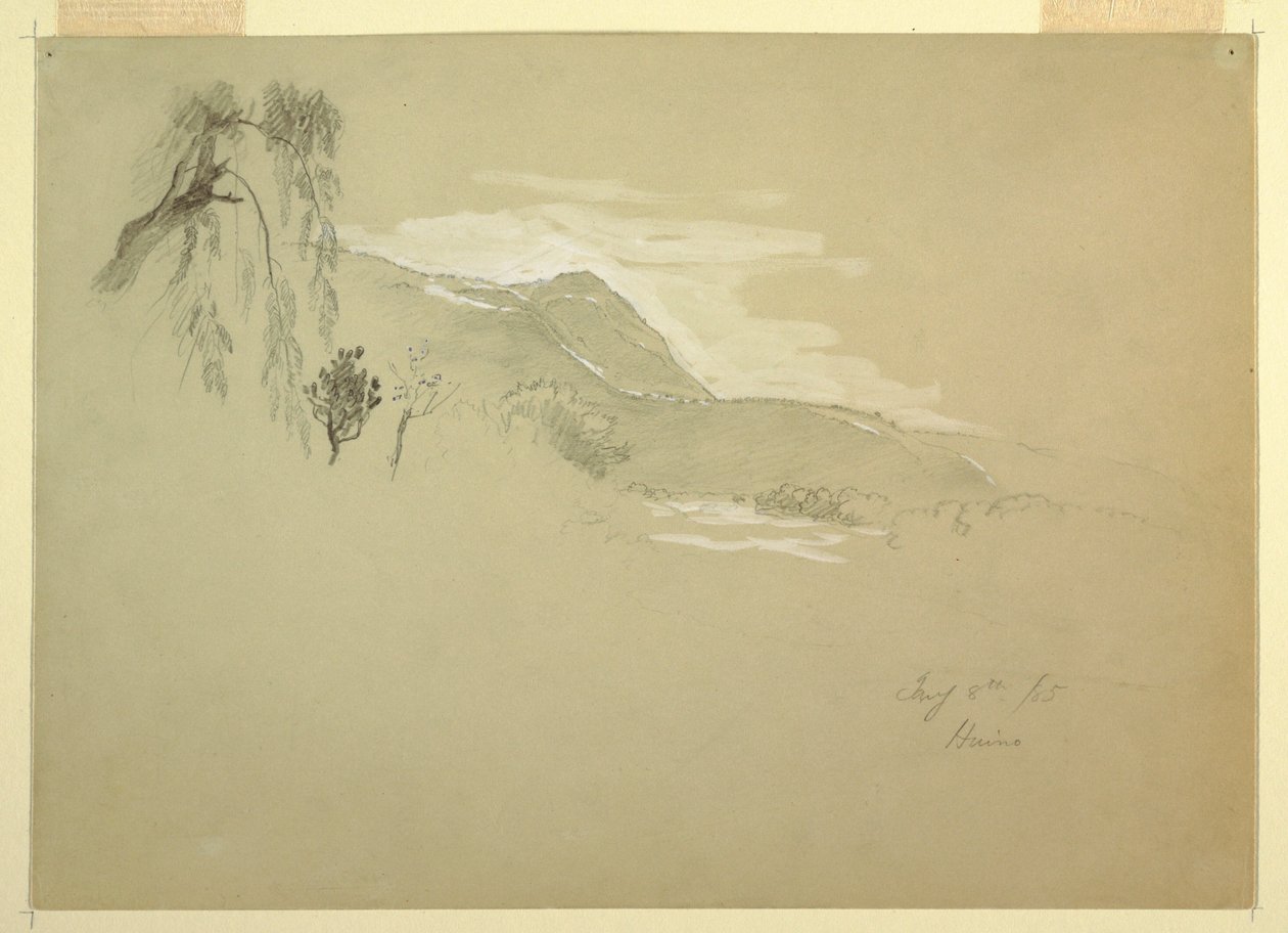 Teckning, Landskap nära Huino, Mexiko, 8 januari 1885 av Frederic Edwin Church