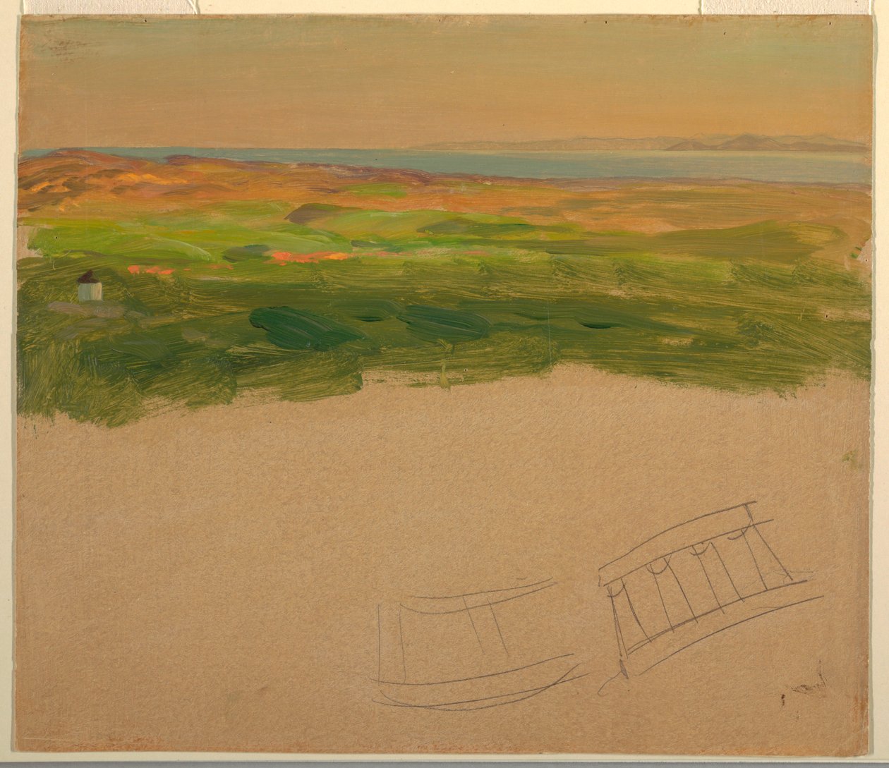 Teckning, Landskap, nära Syrien eller Grekland, 1868-69 av Frederic Edwin Church