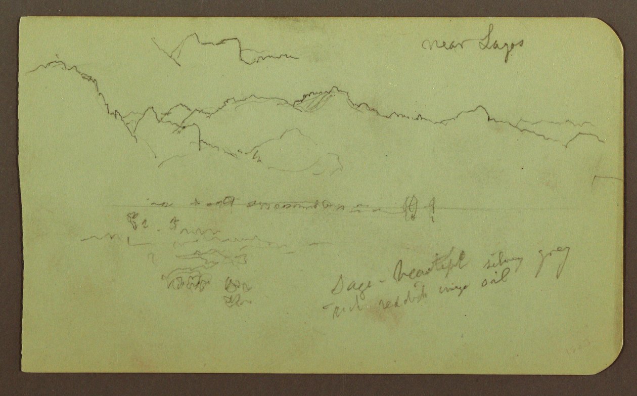 Teckning, Landskap "nära lagos"; Verso: Landskap, 1883 av Frederic Edwin Church