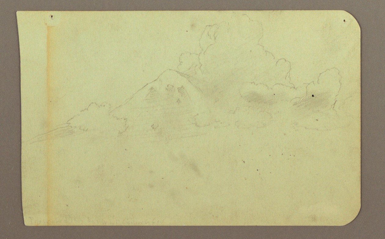 Teckning, Landskap med moln; A tergo: Berg, 1883 av Frederic Edwin Church