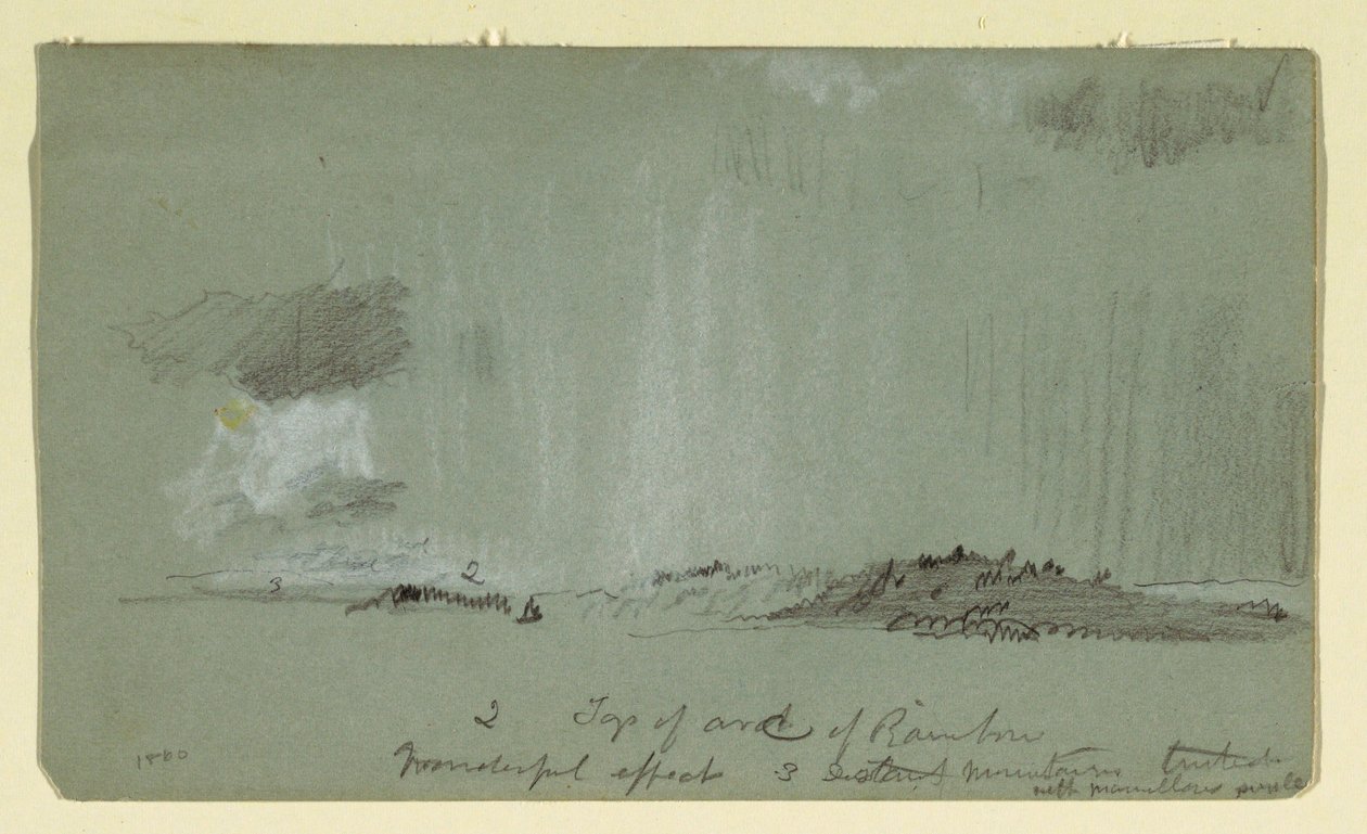 Teckning, Landskap med regn, 1860 av Frederic Edwin Church