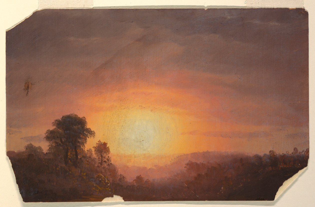 Teckning, Landskap med solnedgång, 1860-70 av Frederic Edwin Church