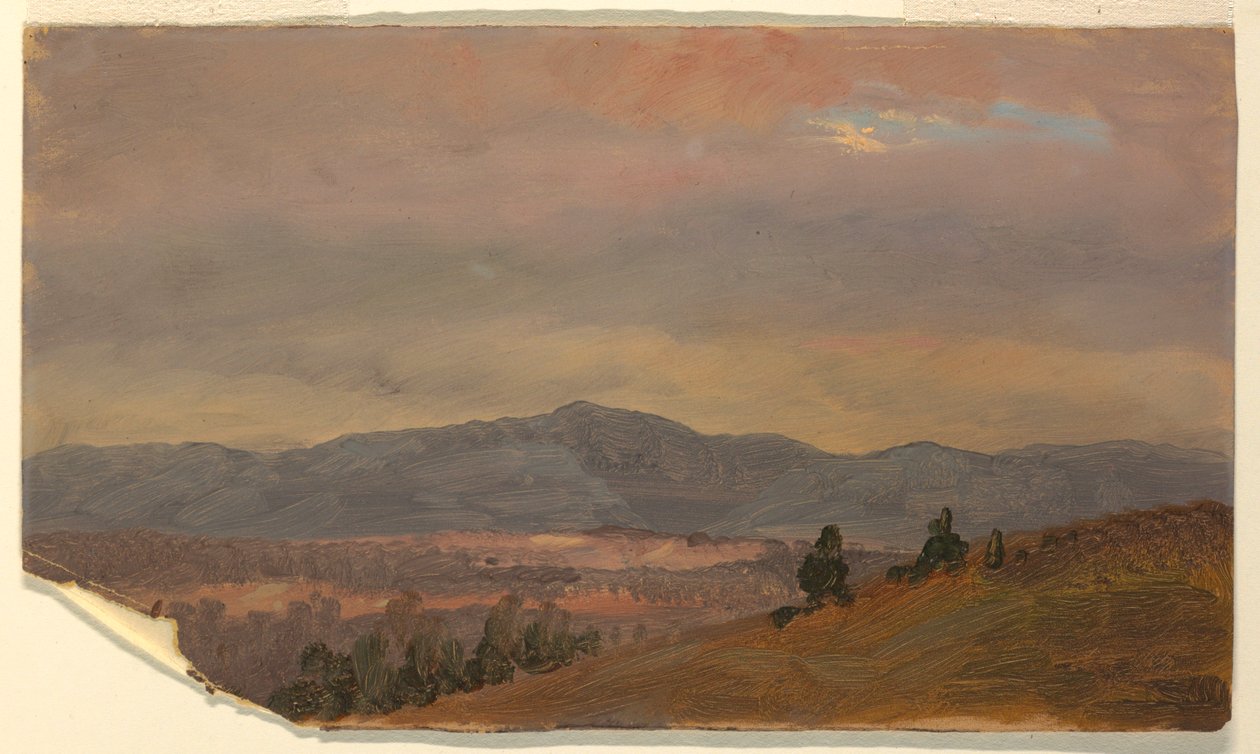 Teckning, blick mot avlägsna kullar, Hudson Valley, New York, 1870-80 av Frederic Edwin Church
