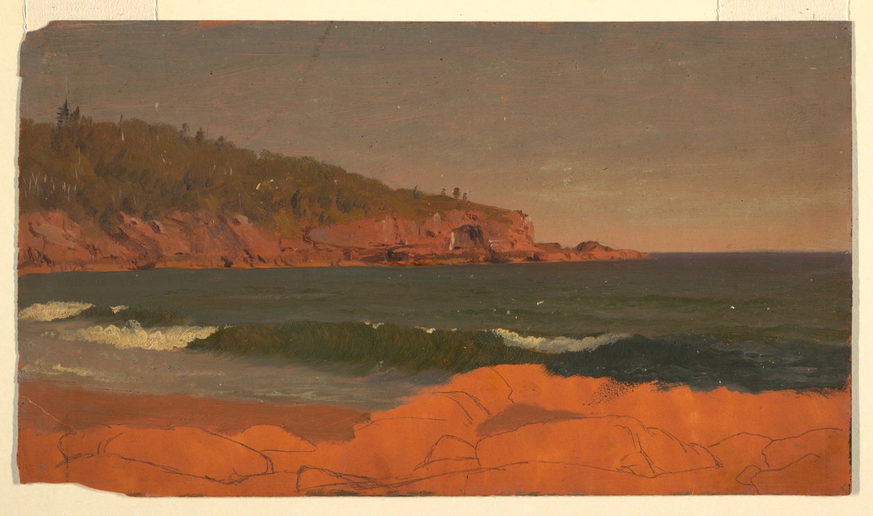 Teckning, Maines kust, ca 1850 av Frederic Edwin Church