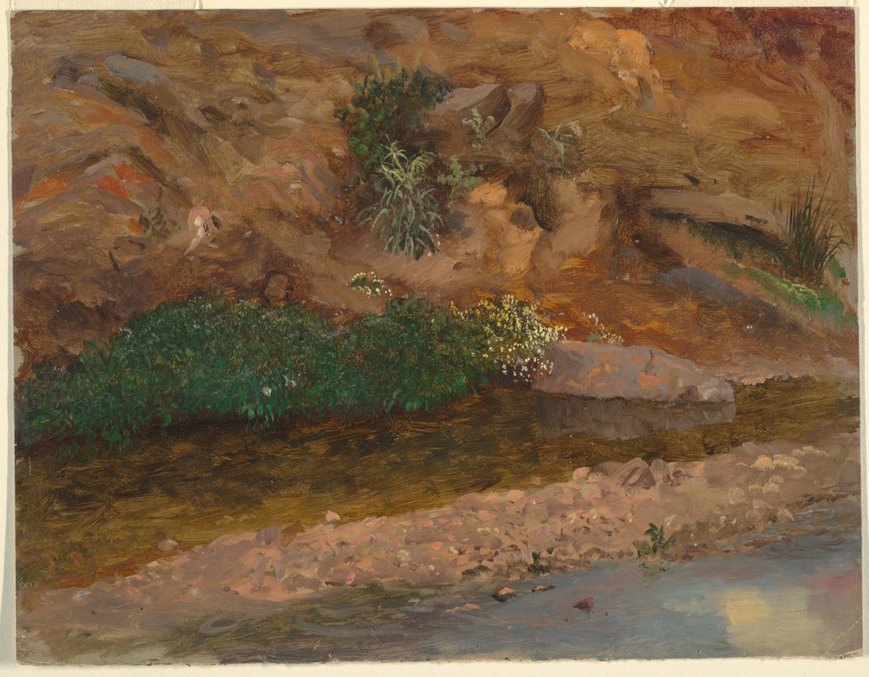 Teckning, Marginalen till ett vattendrag, 1860-70 av Frederic Edwin Church