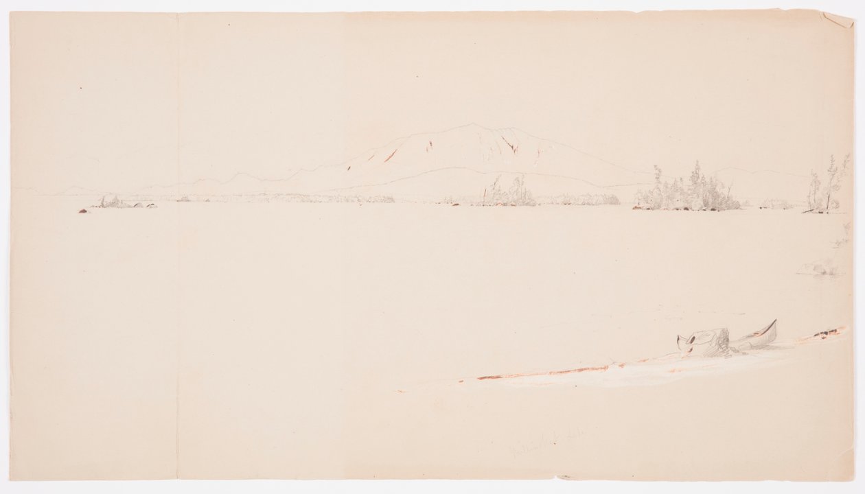 Teckning, Millinocket Lake, Maine, september 1878 av Frederic Edwin Church