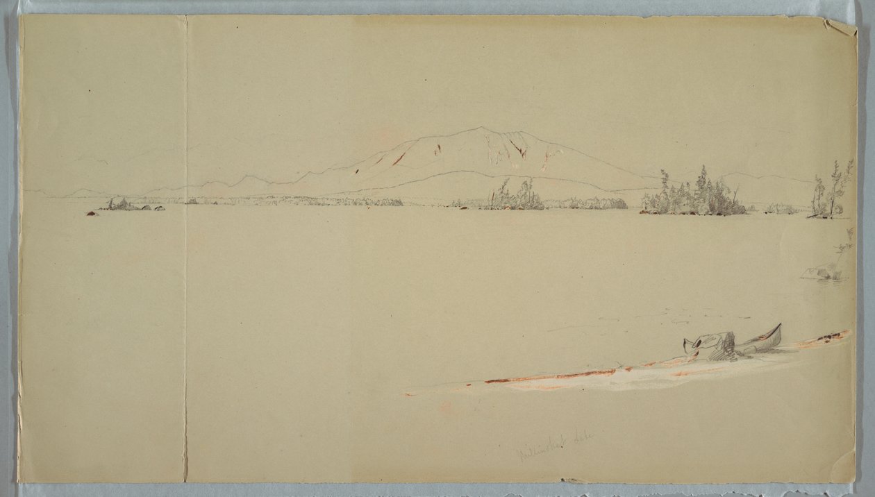 Teckning, Millinocket Lake, Maine, september 1878 av Frederic Edwin Church