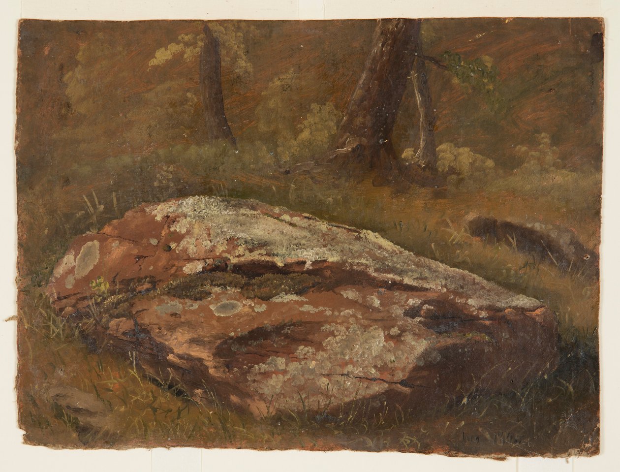 Teckning, Mossy Rock, augusti 1845 av Frederic Edwin Church