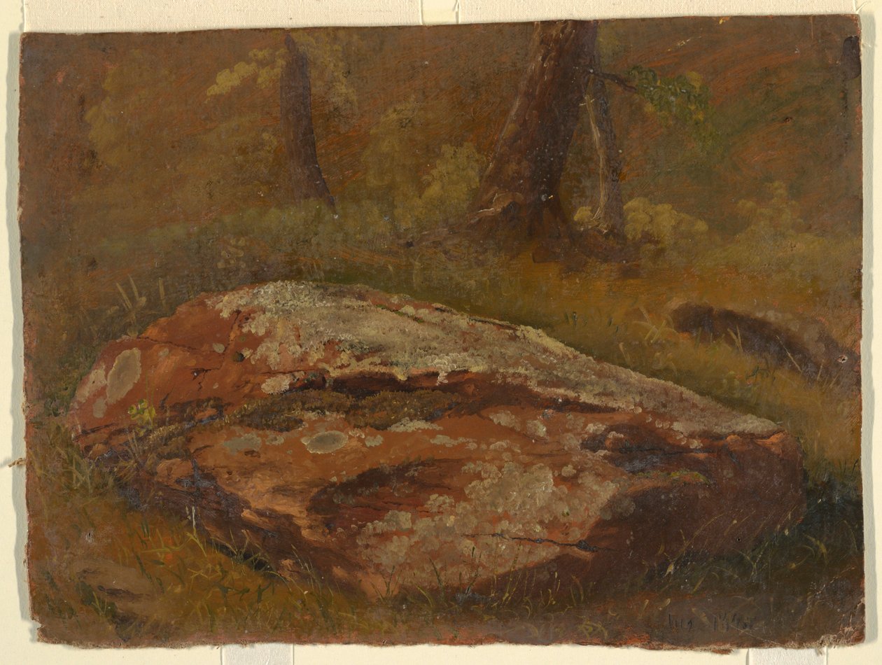Teckning, Mossy Rock, augusti 1845 av Frederic Edwin Church