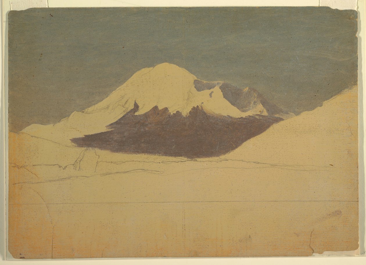 Teckning, berget Chimborazo, Ecuador, juli 1857 av Frederic Edwin Church
