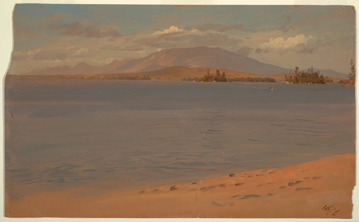 Teckning, Mount Katahdin från Lake Millinocket, 1878 av Frederic Edwin Church