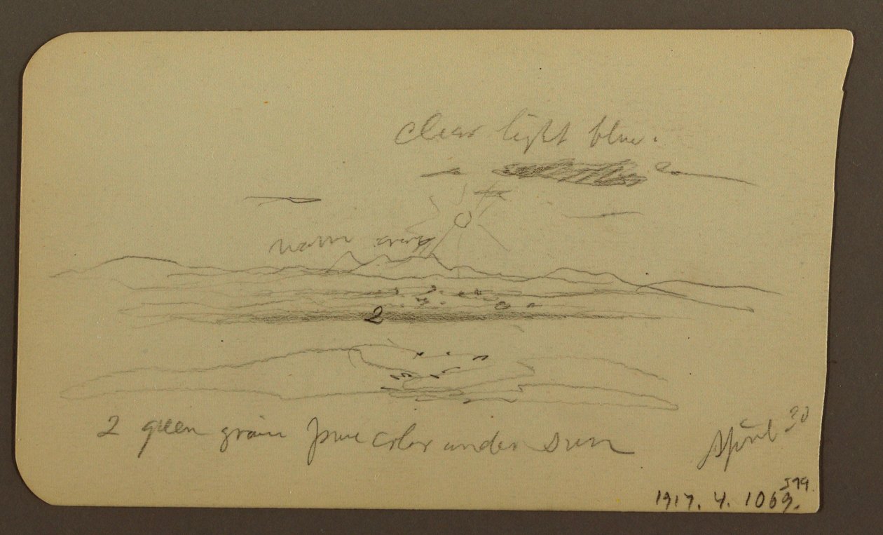 Teckning, Bergslandskap, Figur; Verso: Landskap, 30 april 1885 av Frederic Edwin Church