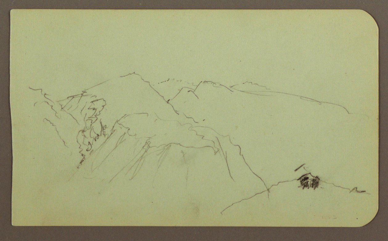 Teckning, Bergslandskap; Verso: Landskap, 1883 av Frederic Edwin Church