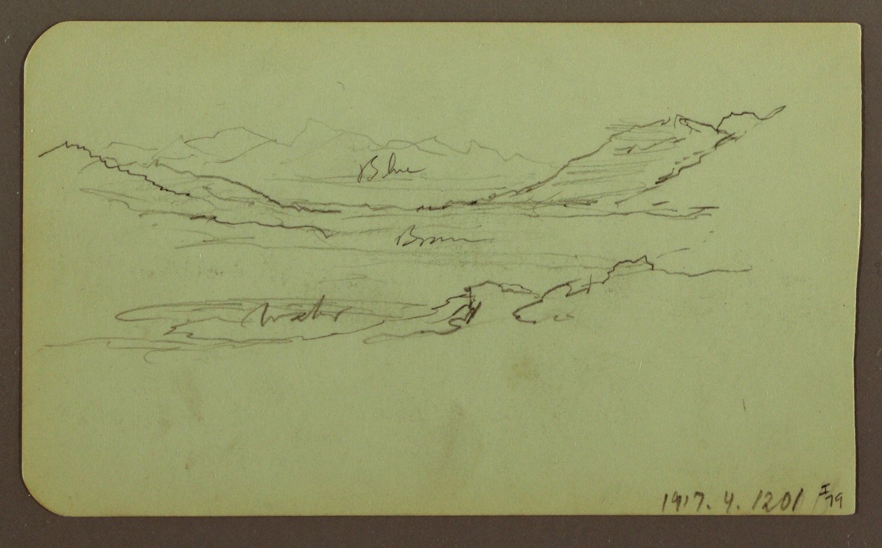 Teckning, Bergslandskap; Verso: Landskap, 1883 av Frederic Edwin Church