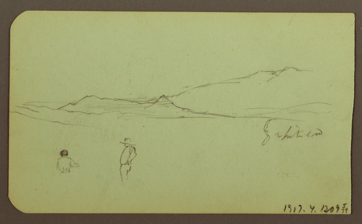 Teckning, Bergslandskap; Averso: Bergslandskap, Figur, 1883 av Frederic Edwin Church