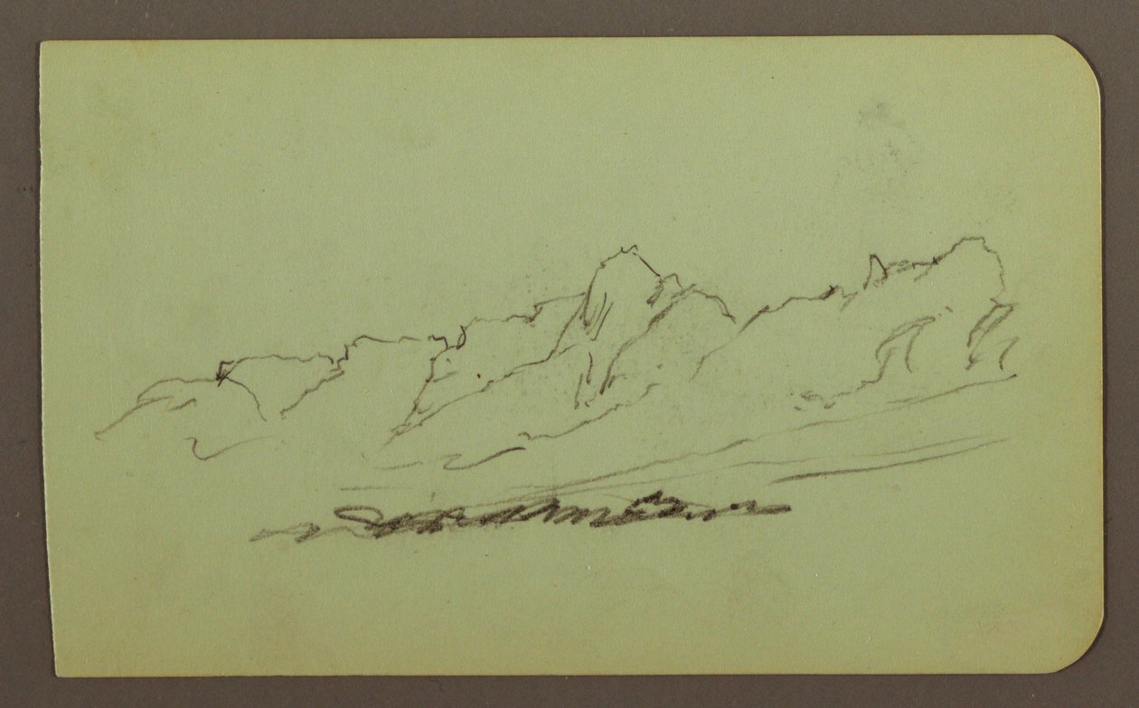 Teckning, Bergslandskap; Verso: Bergskedja, Figur, 1883 av Frederic Edwin Church