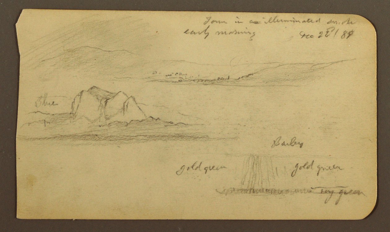 Teckning, Bergslandskap; Verso: Bergsflank, Tocatecas, 22 december 1884 av Frederic Edwin Church