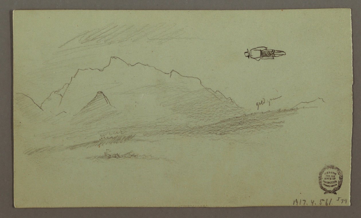 Teckning, bergstoppar, möjligen 1868 av Frederic Edwin Church