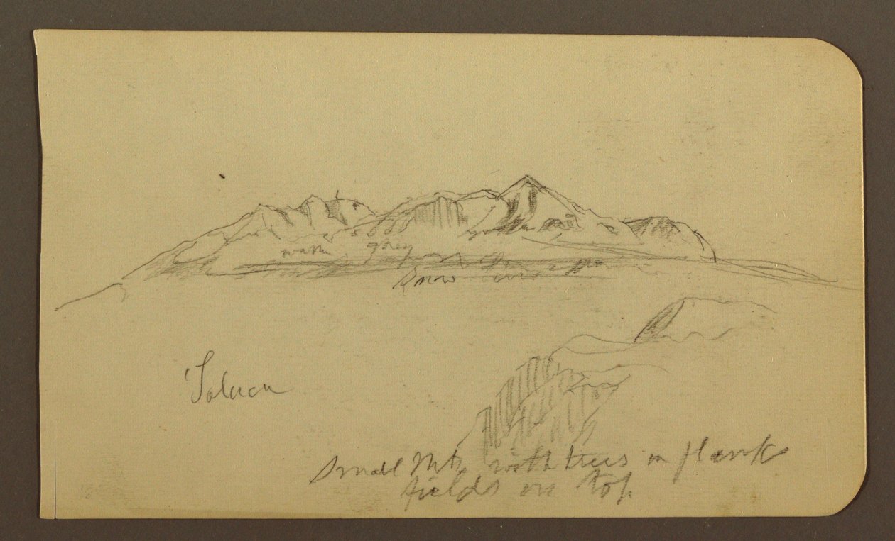 Teckning, bergskedja, Toluca; Verso: Bergskedja, Toluca, 7 januari 1885 av Frederic Edwin Church