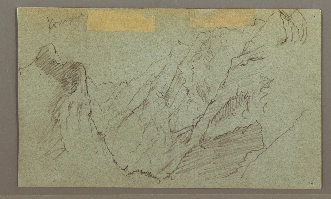 Teckning, Bergsdalen, möjligen 1868 av Frederic Edwin Church