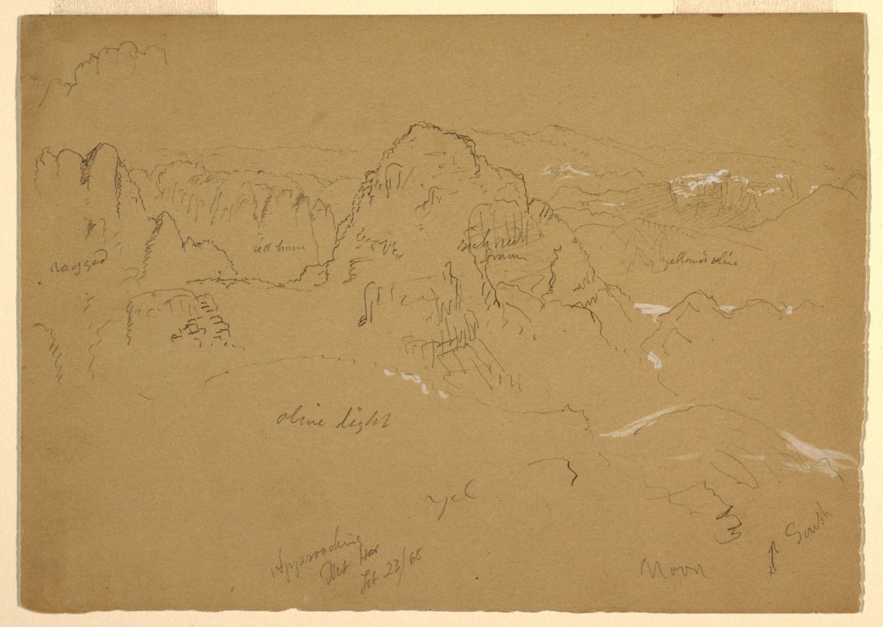 Teckning, Berg, Wady el-Arabah, 23 februari 1868 av Frederic Edwin Church