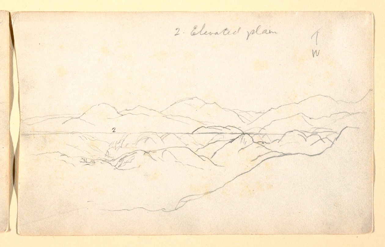 Teckning, Bergslandskap, Colombia, 1853 av Frederic Edwin Church