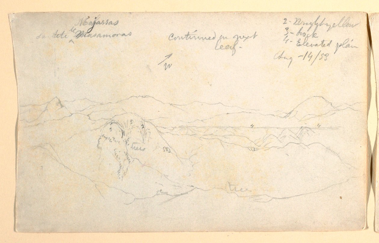 Teckning, Bergslandskap, Colombia, 14 augusti 1853 av Frederic Edwin Church