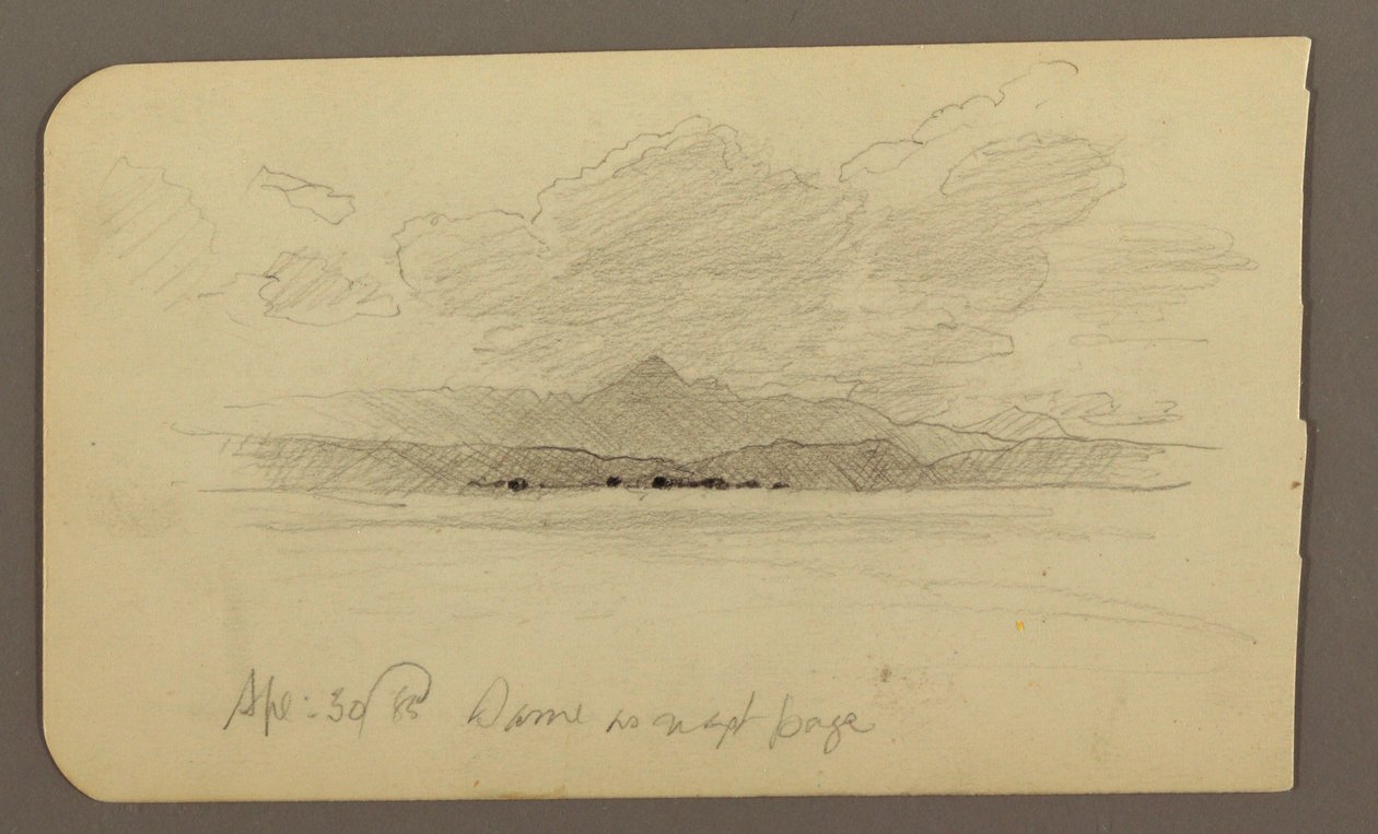 Teckning, Bergslandskap, Toluca; Verso: Berg, Toluca, 20 april 1885 av Frederic Edwin Church