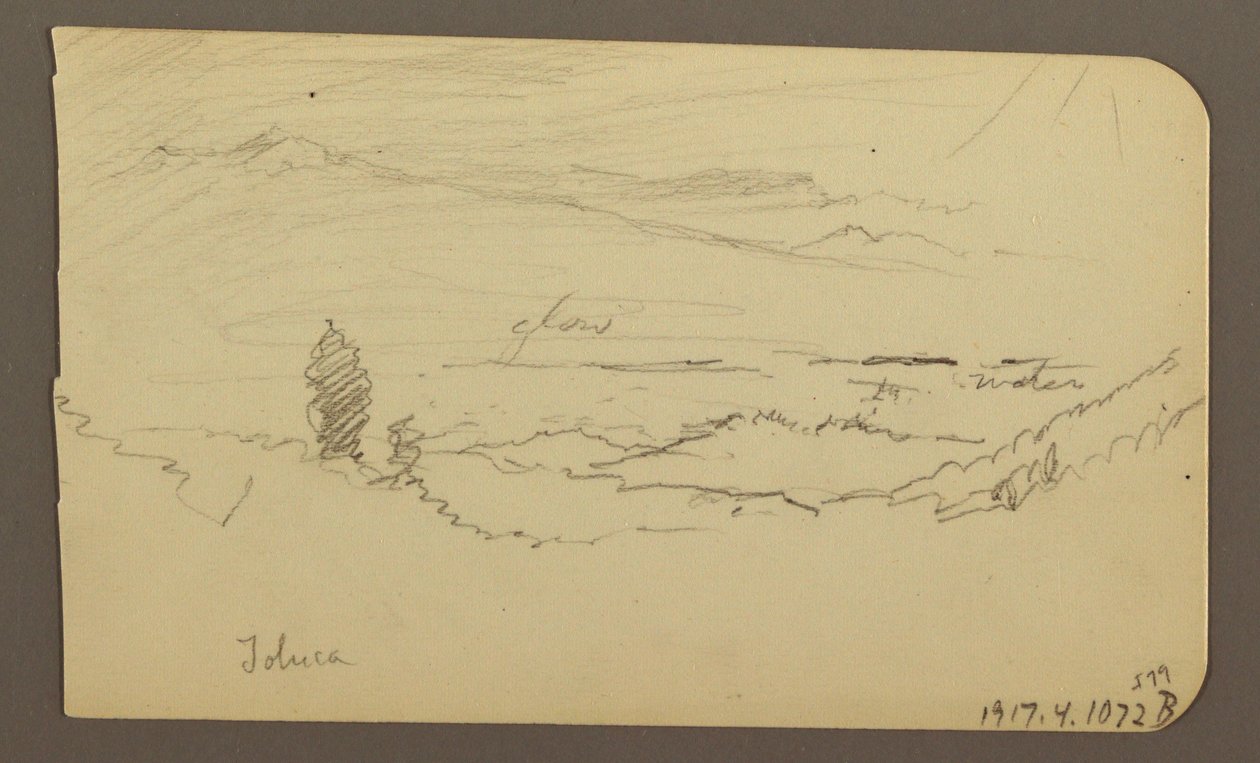 Teckning, Bergslandskap, Toluca; Verso: Berg, Toluca, 20 april 1885 av Frederic Edwin Church