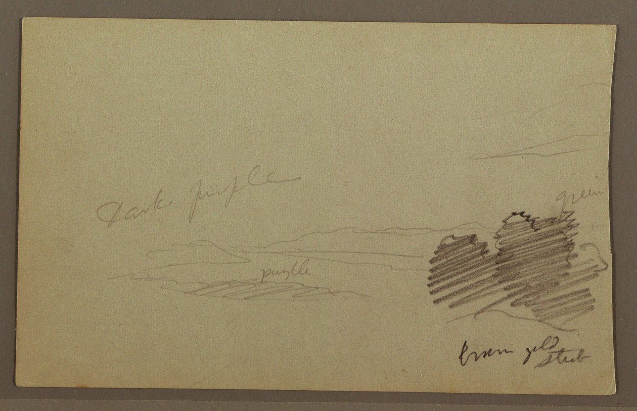 Teckning, Bergskedja, moln, möjligen 1860-tal av Frederic Edwin Church