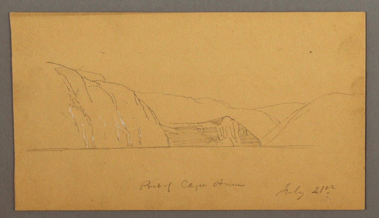 Ritning, Mountainous bay, 21 juli 1859 av Frederic Edwin Church