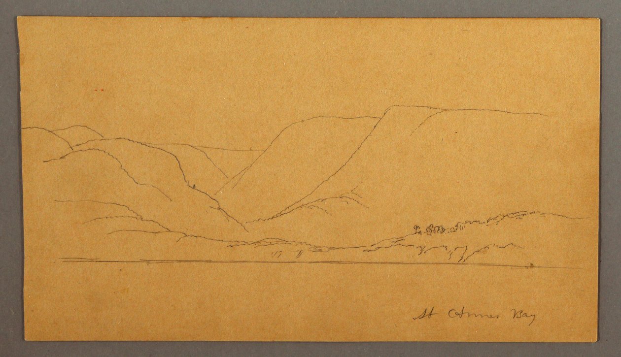 Teckning, Bergig vik, möjligen 1859 av Frederic Edwin Church