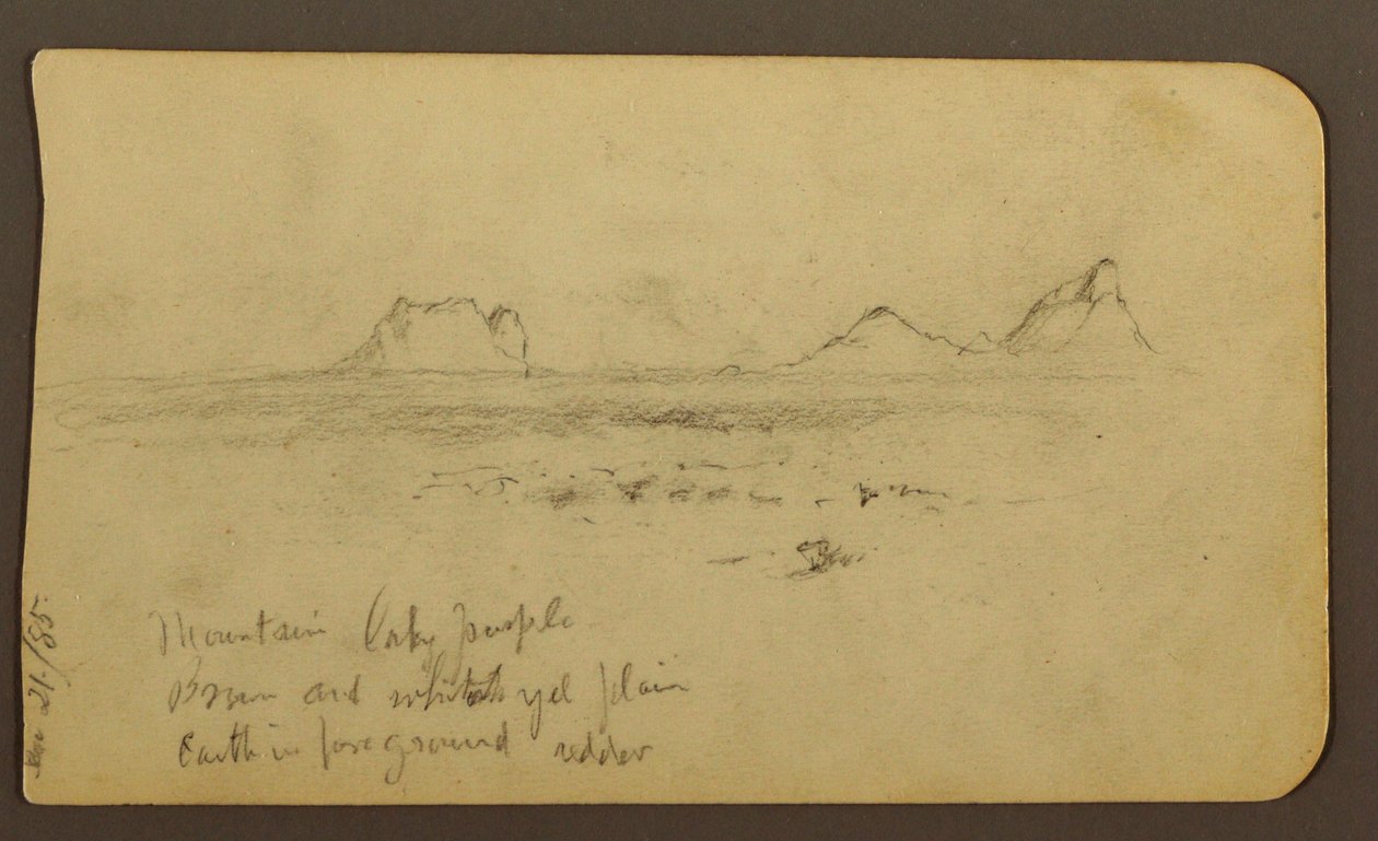 Teckning, Berg; Verso: Foothills amp; Bergskedja, 21 december 1885 av Frederic Edwin Church