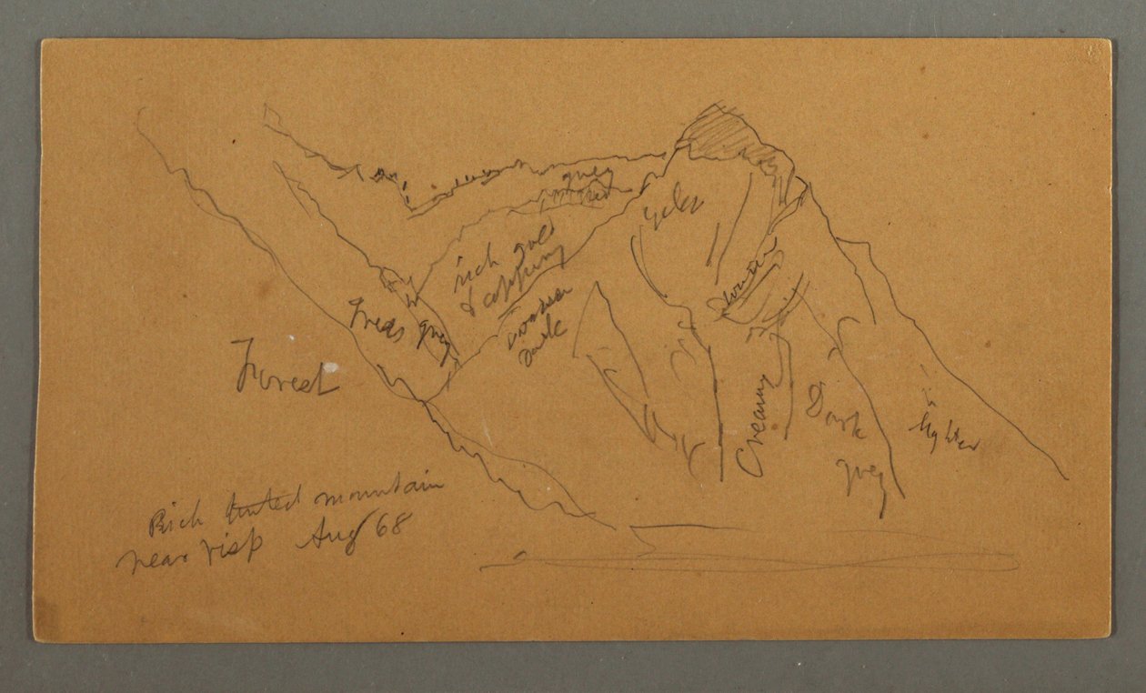 Teckning, Berg från Valais, Penninska alperna, augusti 1868 av Frederic Edwin Church