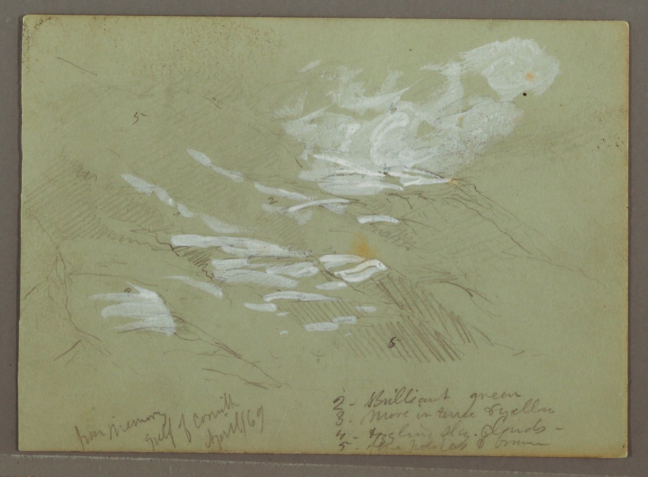Teckning, Mountainside, april 1869 av Frederic Edwin Church