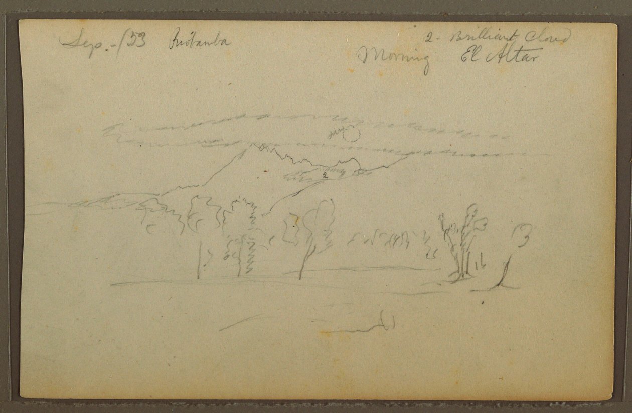 Teckning, Mt. Altar, Riobama, Ecuador, september 1853 av Frederic Edwin Church