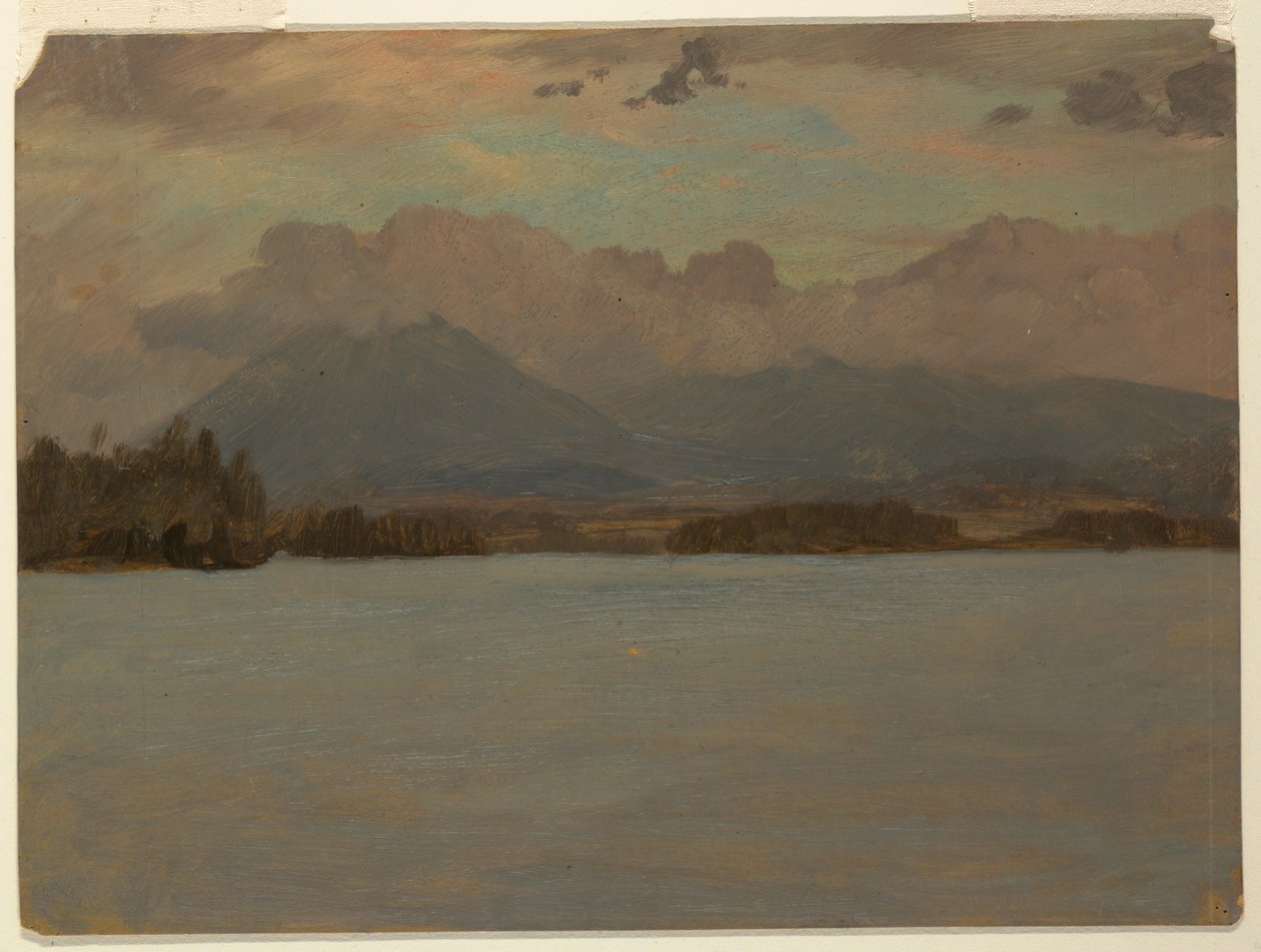 Teckning, Mt. Katahdin från Lake Katahdin, 1855-65 av Frederic Edwin Church