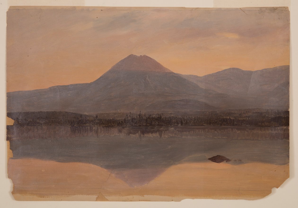 Teckning, Mt. Katahdin från Lake Katahdin, 1860-70 av Frederic Edwin Church