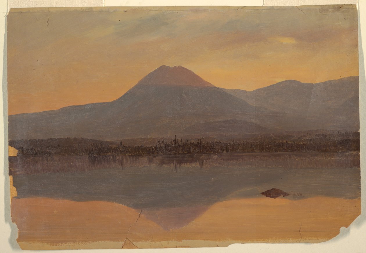 Teckning, Mt. Katahdin från Lake Katahdin, 1860-70 av Frederic Edwin Church